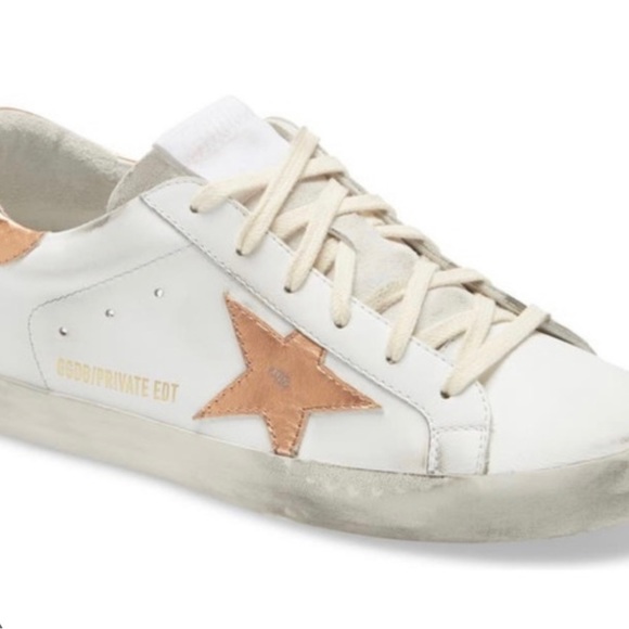 Golden Goose Shoes - Golden Goose Super Star Low Too Sneaker- Optic White with Peach Pink Metallic